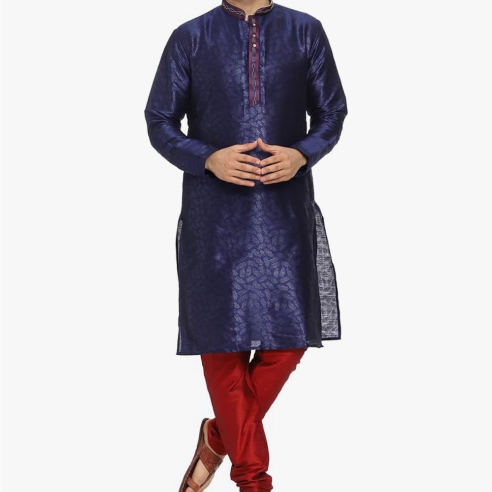 Men’s Navy silk Kurta and pyjama